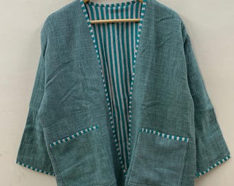 TNT Cotton Short Solid Kimono | Street Style Beach Kimono | Kimono Duster Jacket Vintage Kimono | Front Open Robe | Beach Summer Cover up