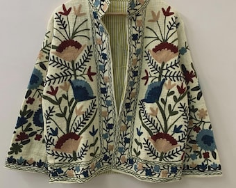 Suzani Jacket TNT | Short Embroidered Jacket | Uzbek Handmade Coat | Bohemian Kimono Jacket | Winter Ethnic Coat | Gift for Women
