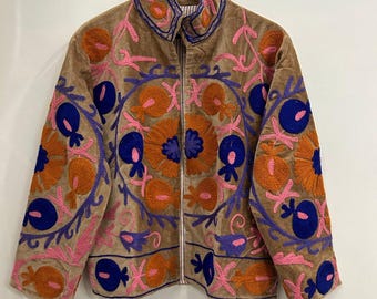 Vintage Suzani Velvet Coat | Handcrafted Bohemian Embroidered Jacket Women | Ethnic Tribal Winter Fashion Outerwear | Gift for Her