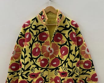 Women's TNT Fabric Suzani Jacket | Boho Coat| Gift For Her| Suzani Embroidery Jacket | Winter Wear Coat | Duster Coat | Suzani Short Jacket