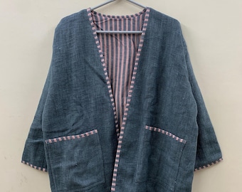 Katoenen korte effen TNT-kimono | Lichtgewicht zomerjas | Cadeau voor haar | Boho-kimonovest dames | Loungekleed | Kimonojack