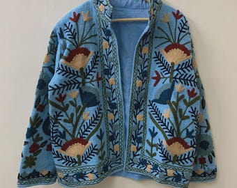TNT Suzani Jacket | Short Embroidered Jacket | Uzbek Vintage Coat | Boho Kimono Jacket | Winter Outerwear | Gift for Her