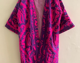 Kimono Boho / Giacca in tela di cotone ricamata a mano / Abito da festival da donna / Copricostume da spiaggia / Kimono da resort / Regalo per lei