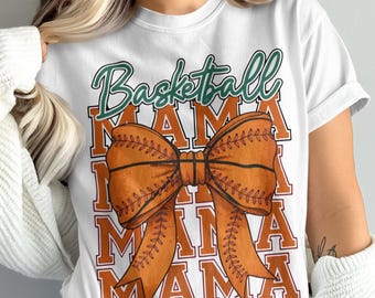 Basketball Mama PNG, Coquette Bow Graphic (Instant Download)