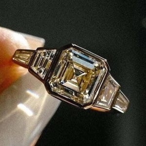 2 CT Asscher Cut Moissanite Ring Asscher Bezel Set, Engagement Ring, 14K Gold Wedding Ring, Anniversary Ring, Solitaire Ring For Women Ring