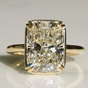 3CT Solitaire Elongated Cushion Cut Moissanite Engagement Ring, Wedding Ring Anniversary Ring, 14K Solid Gold Handmade Rings For Her