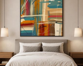 Colorful Abstract Wall Art, (Guest Bedroom Vibes), 24x24 Giclee Print