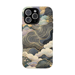 Japanese Gold Waves iPhone Case - Zen Cloud Matte Cover for iPhone 17 16 15 14 Pro Max