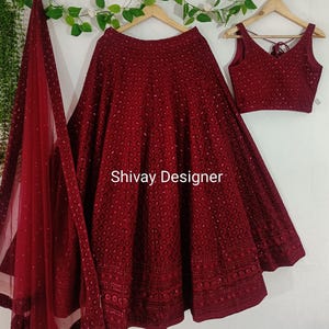 Maroon Lehenga choli for Women indian Wedding Wear Reception Wear chaniya choli Ready to wear embroidery sequence Work Lehengas choli women