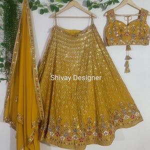 Yellow Lehenga choli for Women indian Wedding Wear Reception Wear chaniya choli Ready to wear embroidery sequence Work Lengha choli women