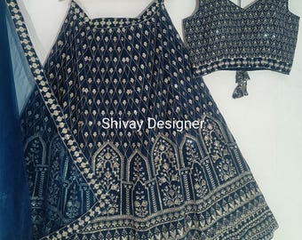 Embroidered Lehenga Choli: Fox Georgette Indian Wedding Wear