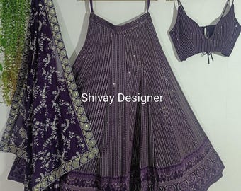 Purple Lehenga Choli: Indian Wedding Wear, Embroidery & Sequins