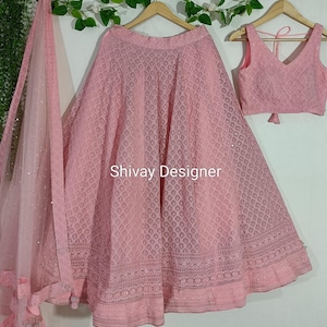 Lehenga choli rose clair pour femme, tenue de mariage indienne, tenue de réception, chaniya choli, séquence de broderie prête à porter, travail Lehengas choli