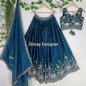 Elephant Designer Lehenga choli for Women indian Wedding Wear Function Wear chaniya choli Ready to wear embroidery sequence Work Lengha chol