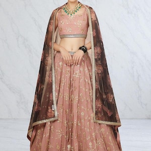 Pink Lehenga Choli: Georgette Embroidery Indian Wedding Wear