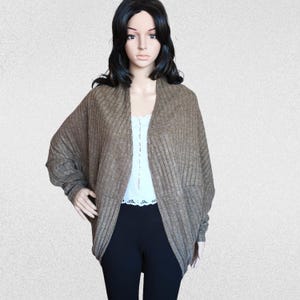 Cocoon batwing wrap top cardigan, oversized long sleeve bolero, open drape duster size S image 4