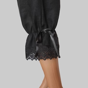 capri lace ruffle pants bloomers, loose fitting boho chick pant knicker, linen pant, plus size oversized pantaloons trousers