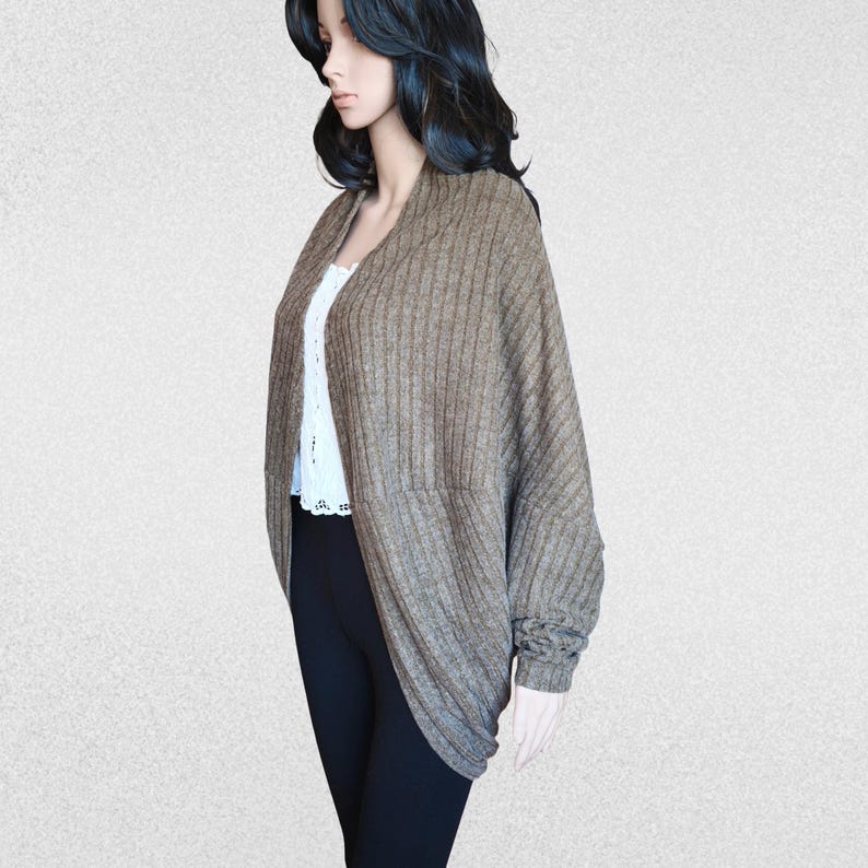 Cocoon batwing wrap top cardigan, oversized long sleeve bolero, open drape duster size S image 7