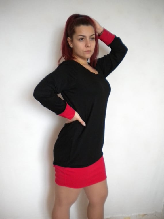 sexy jersey dress Long Sleeve Color Block Dress, Bodycon Mini Dress, Mini Dress, Fitted Mini elegant silk dress for holidays