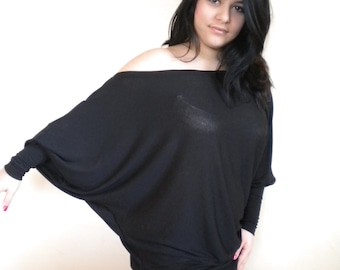 maglione con maniche a pipistrello e spalle scoperte, top ampio e largo, camicia premaman con maniche a dolman