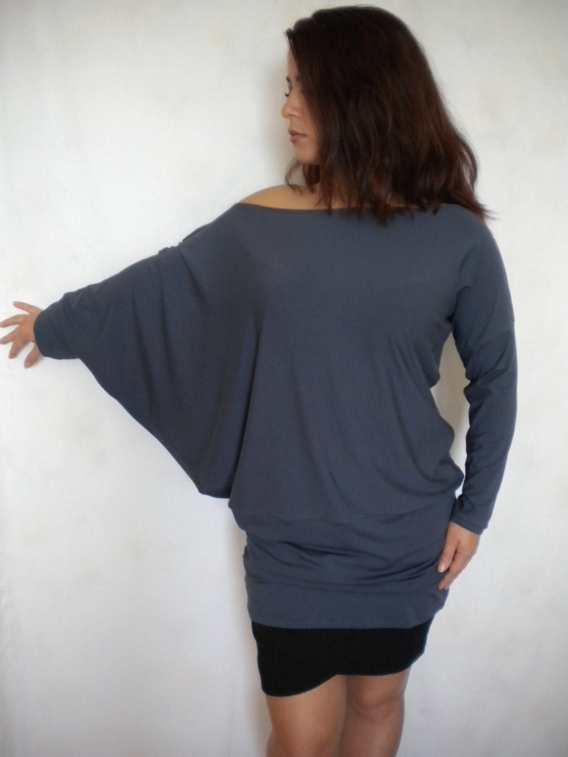 plus size off the shoulder shirt dress