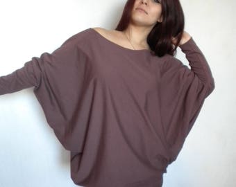 plus size schulterfreier Pullover, locker sitzendes Umstandsshirt, langärmeliges Umstandsjersey-Top, kalte Schulter Dolman Bluse auf Bestellung