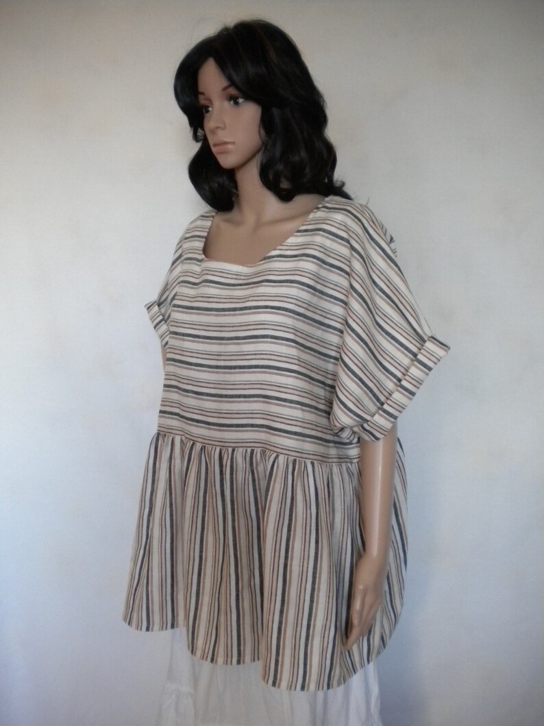 Plus Size Linen Top Loose Fitting Linen Tunic Top Lagenlook Etsy