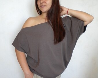 off shoulder oversized top, cold shoulder loose fit blouse, batwing shirt asymmetric butterfly top, half sleeve maternity top, made to order