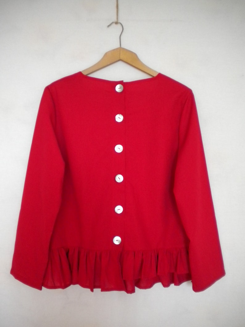 Linen top ruffle linen shirt loose linen blouse long sleeve Etsy