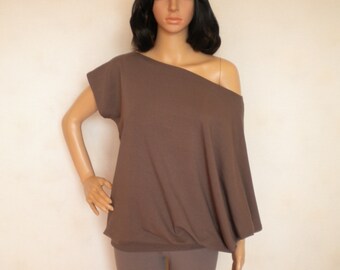 SALE 26% OFF off shoulder oversized top, cold shoulder loose fit blouse,  batwing shirt asymmetric butterfly top, half sleeve maternity top