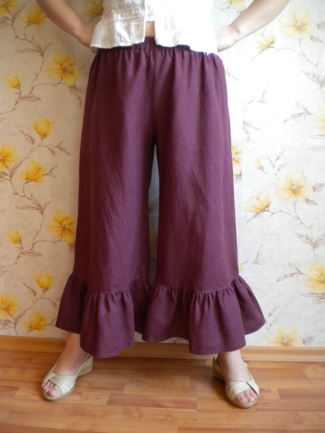 Plus Size Ruffle Linen Pant Knickers 