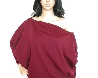 oversized off shoulder sweater, winter warm batwing sleeve knit top, warm winter knit blouse, plus size dolman sleeve sweater, free shipping