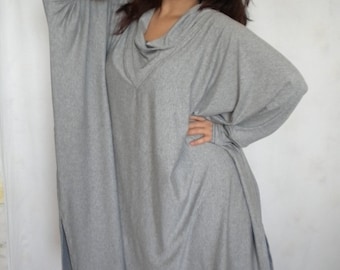 plus size cowl neck tunic, oversize sweater dress, boxy t-shirt long sleeve top, wide loose maternity top boxy relaxed fit tee free shipping