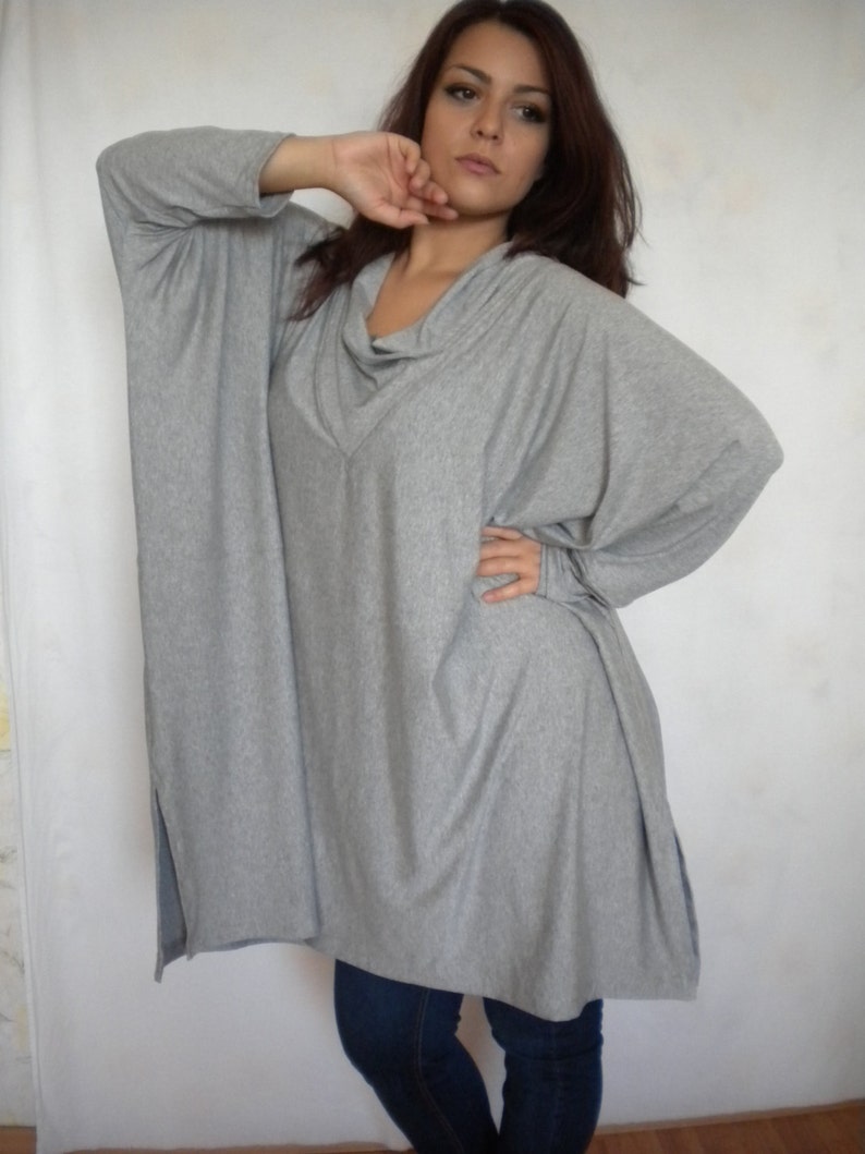 Plus Size Cowl Neck Tunic Oversize Sweater Dress Boxy - Etsy