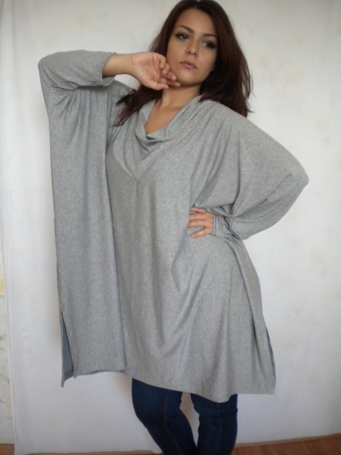Plus Size Cowl Neck Tunic Oversize 