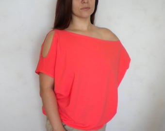 cold shoulder oversized top, off shoulder loose fit blouse, batwing shirt asymmetric butterfly top, half sleeve maternity top