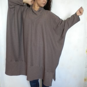 Abito tunica oversize in maglia, top squadrato a maniche lunghe con scollo a cappuccio, camicia premaman Lagenlook taglie forti, t-shirt ampia e larga, spedizione gratuita