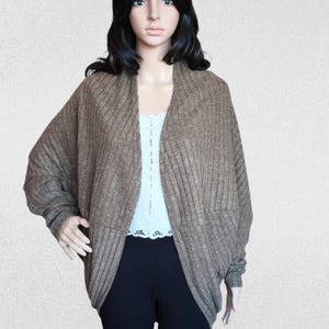 Cocoon batwing wrap top cardigan, oversized long sleeve bolero, open drape duster size S image 3