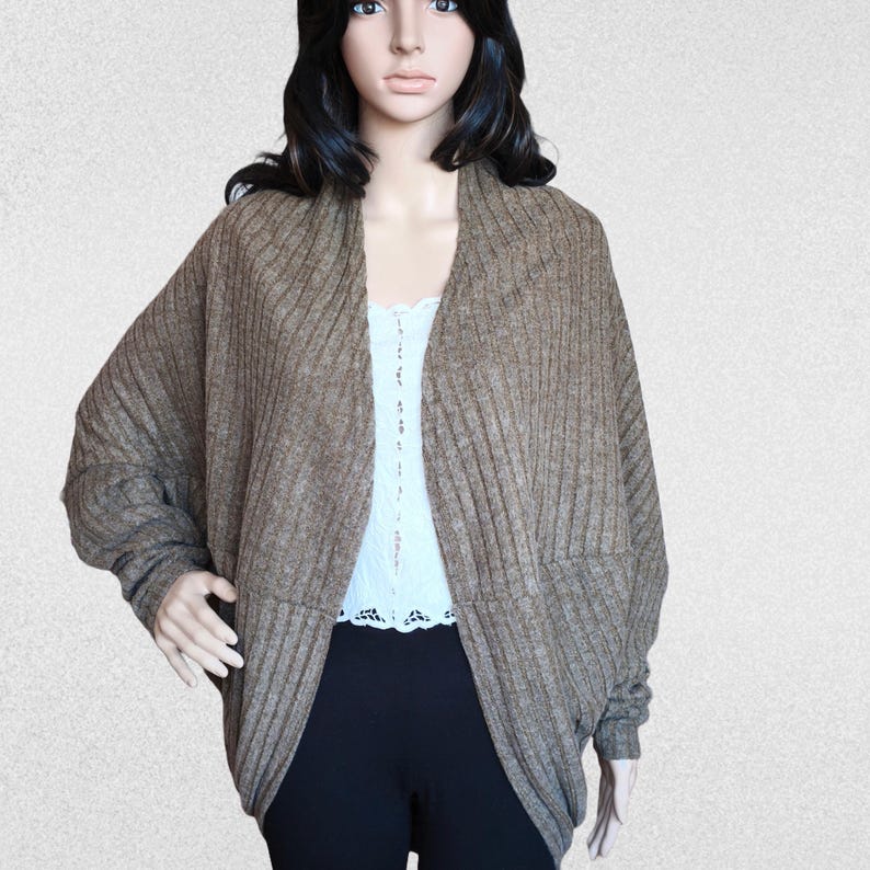 Cocoon batwing wrap top cardigan, oversized long sleeve bolero, open drape duster size S image 3
