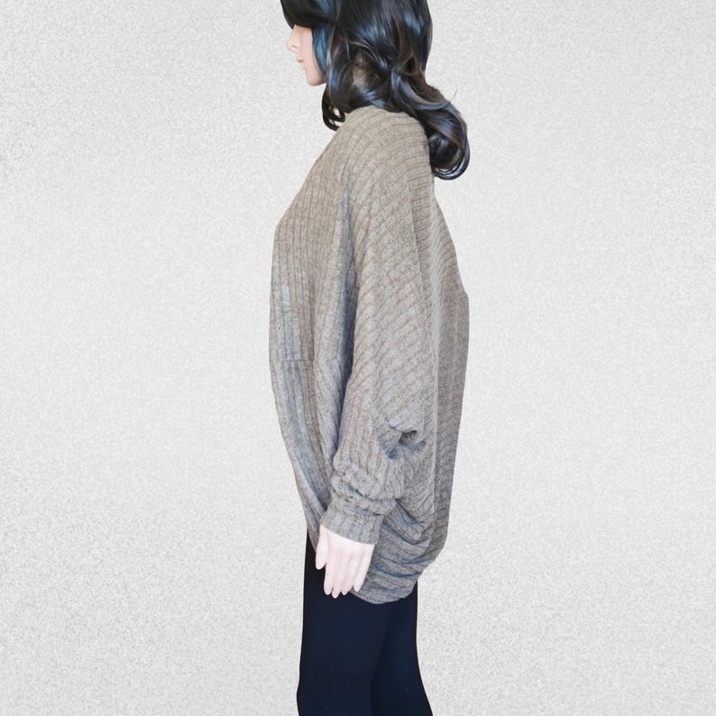 Cocoon batwing wrap top cardigan, oversized long sleeve bolero, open drape duster size S image 8
