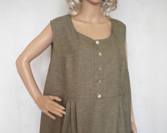 linen tunic, sleeveless linen top, oversized linen shirt, loose fitting linen blouse, plus size maternity boho summer top, made to order