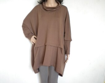 Fall winter plus size warm dress,  boxy maternity knit sweater tunic, long sleeve oversized top