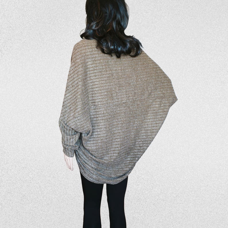 Cocoon batwing wrap top cardigan, oversized long sleeve bolero, open drape duster size S image 9