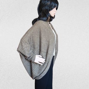 Cocoon batwing wrap top cardigan, oversized long sleeve bolero, open drape duster size S image 5