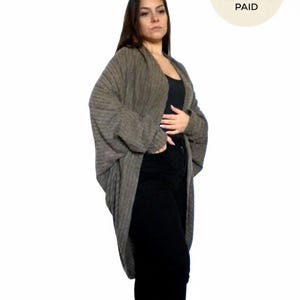 Cocoon Batwing Wrap Top Strickjacke, Oversized Langarm Bolero, Open drapé duster Größe S