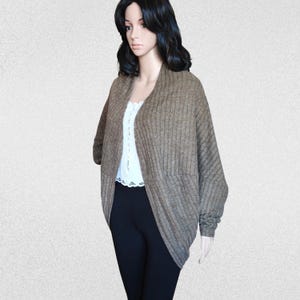 Cocoon batwing wrap top cardigan, oversized long sleeve bolero, open drape duster size S image 6