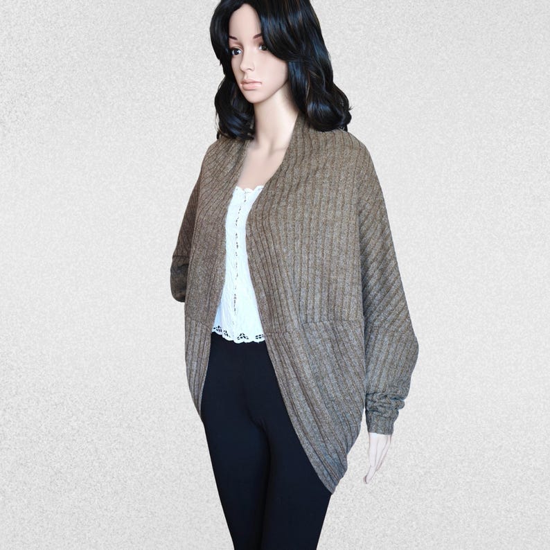 Cocoon batwing wrap top cardigan, oversized long sleeve bolero, open drape duster size S image 6