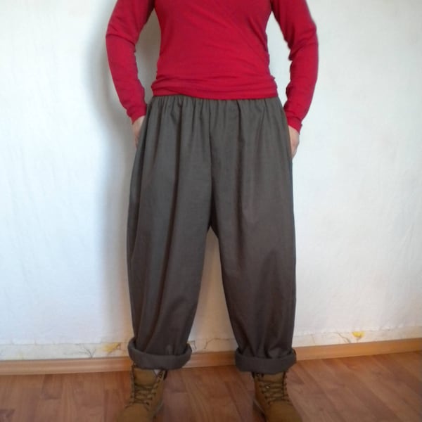 loose fitting pant, plus size wide leg pants, long linen pantaloons, oversize trousers, free shipping