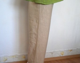 Wide Leg Linen Pants, Loose Fitting Pantaloon, Long Plus Size Trousers
