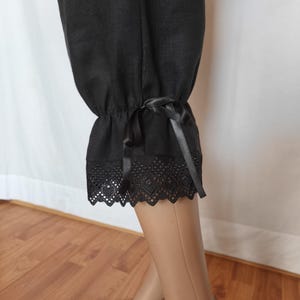 capri lace ruffle pants bloomers, loose fitting boho chick pant knicker, linen pant, plus size oversized pantaloons trousers